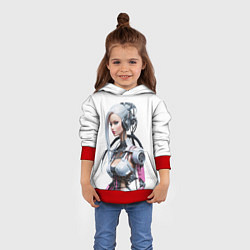 Толстовка-худи детская Cyber warrior Barbie - ai art fantasy, цвет: 3D-красный — фото 2