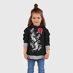 Толстовка-худи детская Любовь - японские карпы кои, цвет: 3D-меланж — фото 2