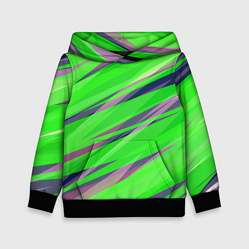 Детская толстовка Зелёный и фиолетовый абстрактные полосы / 3D-Черный – фото 1