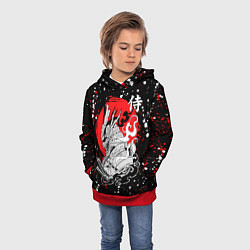 Толстовка-худи детская Самурай в маске Хання, цвет: 3D-красный — фото 2