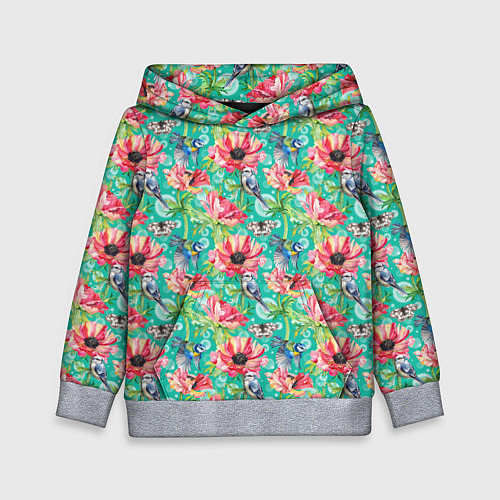 Детская толстовка Синицы и маки / 3D-Меланж – фото 1