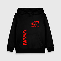 Толстовка-худи детская Nasa space red logo, цвет: 3D-черный