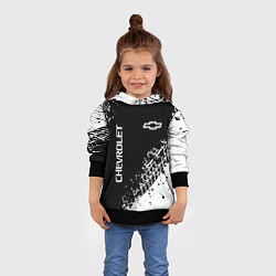 Толстовка-худи детская Шевроле: следы от шин, цвет: 3D-черный — фото 2