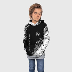 Толстовка-худи детская Мерседес: следы от шин, цвет: 3D-меланж — фото 2