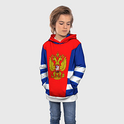 Толстовка-худи детская Россия герб спорт, цвет: 3D-белый — фото 2