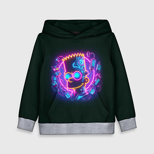 Детская толстовка Neon Bart Simpson - cyberpunk fantasy / 3D-Меланж – фото 1