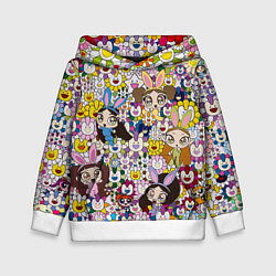 Толстовка-худи детская Right now NewJeans and Takashi Murakami, цвет: 3D-белый