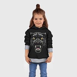 Толстовка-худи детская Оскал пантеры - нейросеть, цвет: 3D-меланж — фото 2