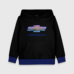 Толстовка-худи детская Chevrolet logo neon, цвет: 3D-синий