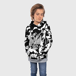 Толстовка-худи детская Герб РФ камуфляж текстура, цвет: 3D-меланж — фото 2