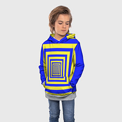 Толстовка-худи детская Квадраты уходящие в даль, цвет: 3D-меланж — фото 2
