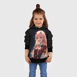 Толстовка-худи детская Милый во франксе - zero two, цвет: 3D-черный — фото 2