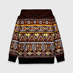 Толстовка-худи детская Африканский традиционный орнамент, цвет: 3D-черный