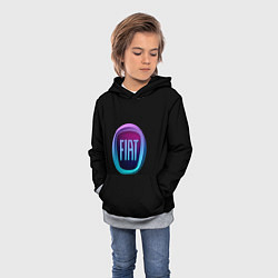 Толстовка-худи детская FIAT logo neon, цвет: 3D-меланж — фото 2
