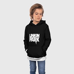 Толстовка-худи детская Lnkin park logo white, цвет: 3D-белый — фото 2