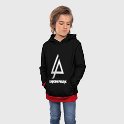 Толстовка-худи детская Linkin park logo brend music, цвет: 3D-красный — фото 2