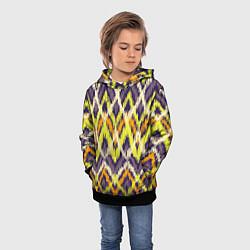 Толстовка-худи детская Разноцветный ромбовидный орнамент, цвет: 3D-черный — фото 2