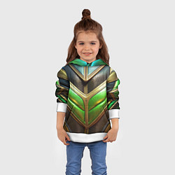 Толстовка-худи детская Футуристичная объемная текстура из кожи, цвет: 3D-белый — фото 2