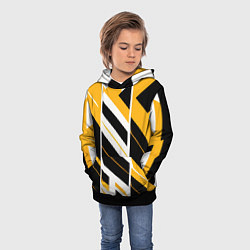 Толстовка-худи детская Black and yellow stripes on a white background, цвет: 3D-черный — фото 2