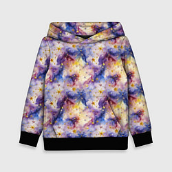 Толстовка-худи детская Акварельное небо с созвездиями, цвет: 3D-черный
