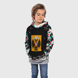 Толстовка-худи детская Российская империя герб глитч, цвет: 3D-меланж — фото 2