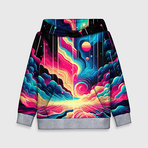 Детская толстовка Neon space fantasy - ai art / 3D-Меланж – фото 1