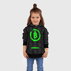 Толстовка-худи детская Биткоин - салатовый неон, цвет: 3D-черный — фото 2