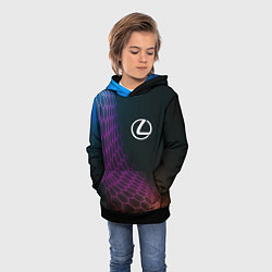 Толстовка-худи детская Lexus neon hexagon, цвет: 3D-черный — фото 2