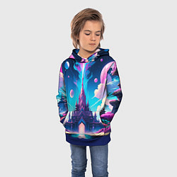Толстовка-худи детская Сказочный город - пейзаж, цвет: 3D-синий — фото 2