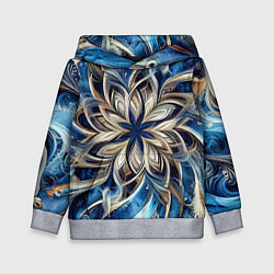 Толстовка-худи детская Джинса и цветочный орнамент - нейросеть, цвет: 3D-меланж