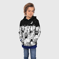 Толстовка-худи детская Коты с креативными хвостами, цвет: 3D-синий — фото 2