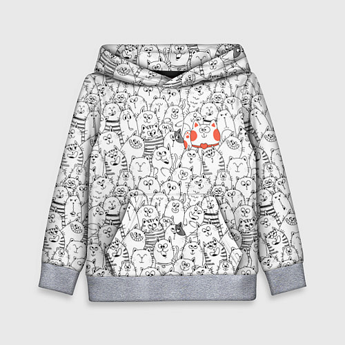 Детская толстовка Румяная киска и серые коты / 3D-Меланж – фото 1