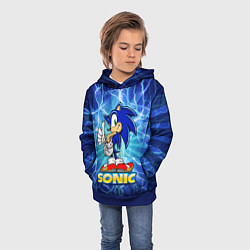 Толстовка-худи детская Соник синий еж, цвет: 3D-синий — фото 2