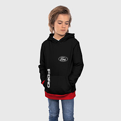 Толстовка-худи детская Ford logo white steel, цвет: 3D-красный — фото 2