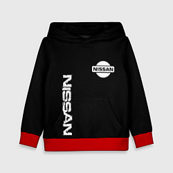 Толстовка-худи детская Nissan logo white auto, цвет: 3D-красный