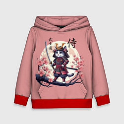 Толстовка-худи детская Kitten samurai - bushido ai art, цвет: 3D-красный