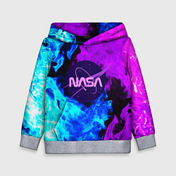 Толстовка-худи детская NASA neon flame, цвет: 3D-меланж