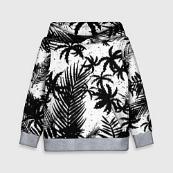 Толстовка-худи детская Чёрно белые пальмы, цвет: 3D-меланж