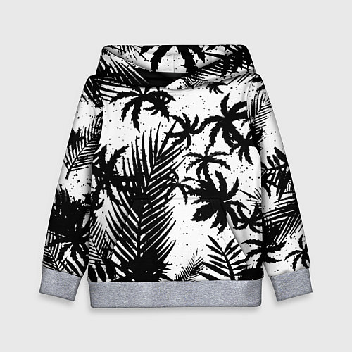 Детская толстовка Чёрно белые пальмы / 3D-Меланж – фото 1