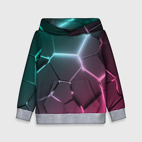 Детская толстовка Голубые и розовые неоновые плиты в разломе / 3D-Меланж – фото 1