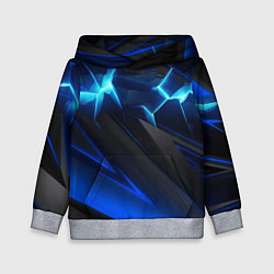 Толстовка-худи детская Абстракция синяя из градиента и линий, цвет: 3D-меланж