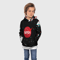 Толстовка-худи детская NASA glitch splash, цвет: 3D-белый — фото 2