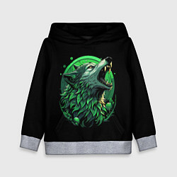 Толстовка-худи детская Неоновая голова волка, цвет: 3D-меланж