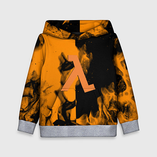 Детская толстовка Half life fire orange / 3D-Меланж – фото 1