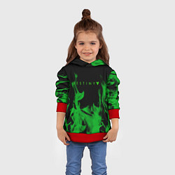 Толстовка-худи детская Destiny fire green, цвет: 3D-красный — фото 2