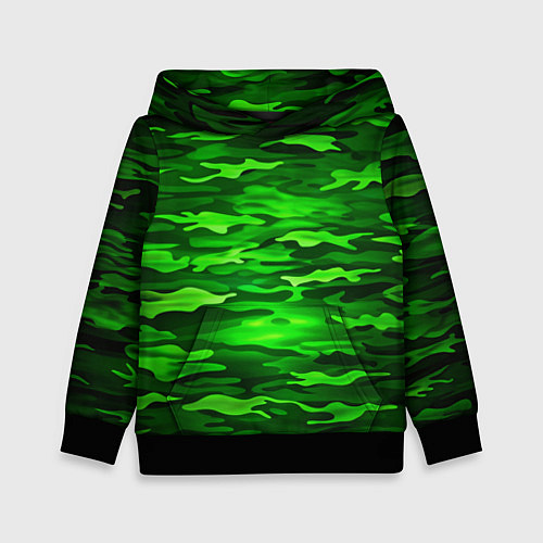Детская толстовка Зелёные водоросли-камуфляж / 3D-Черный – фото 1