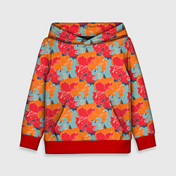 Толстовка-худи детская Красные синие оранжевые лилии, цвет: 3D-красный