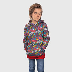 Толстовка-худи детская Сомнения, цвет: 3D-красный — фото 2