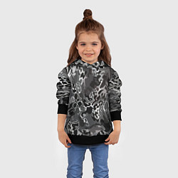 Толстовка-худи детская Чёрно-серый абстракция, цвет: 3D-черный — фото 2
