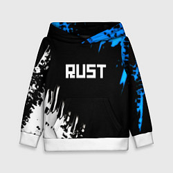 Толстовка-худи детская Rust краски текстура штрихи, цвет: 3D-белый